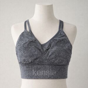 Kensie Heather Gray Seamless Longline Sports Bra Pullover Double Strap Medium